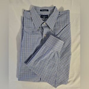 Paul Frederick Finest Long Staple Cotton Broadcloth Mens Shirt 18/35 Blue/Yellow